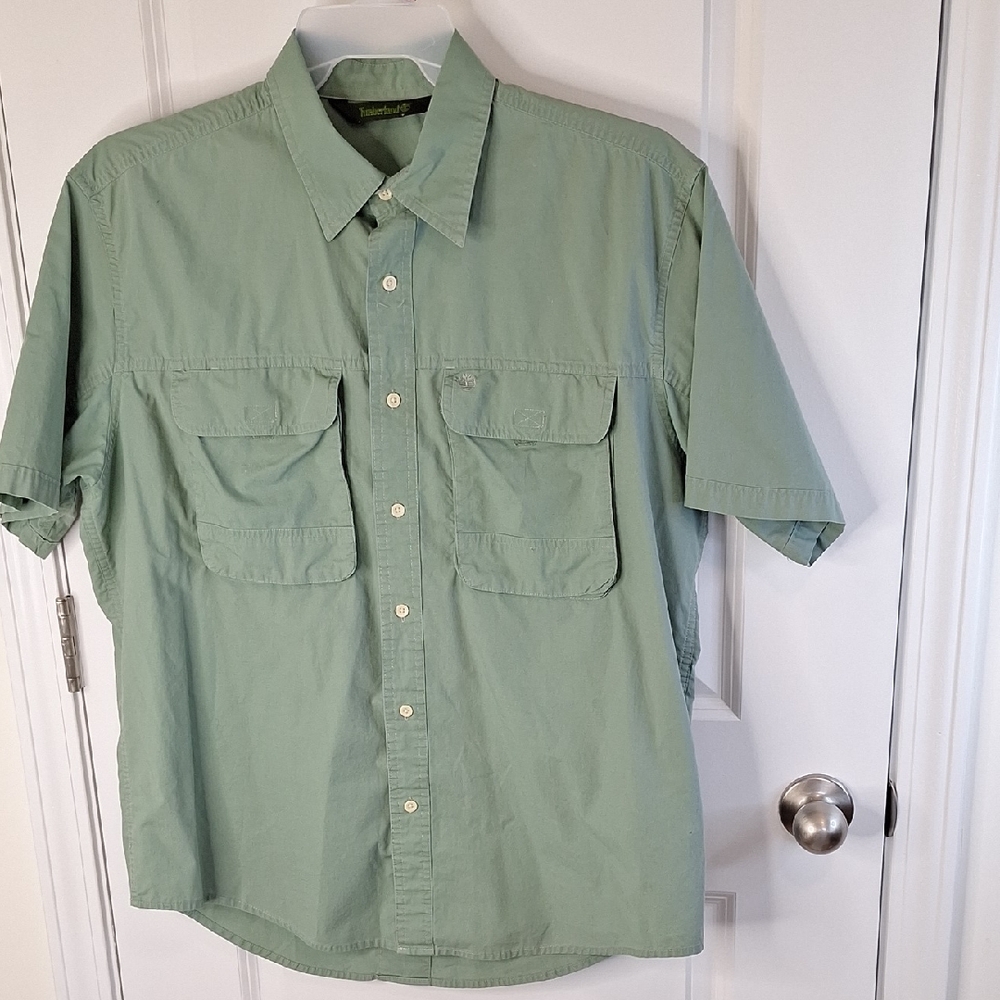 Timberland Sage Green Casual Button-Down Shirt Size L